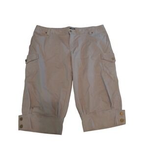 Flamingals Women Khaki Tan Cargo Capri Pants Cotton Stretch Plus Size XXXXL 4XL